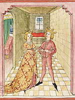 Pontius und Sidonia in deren Kammer (Cpg 142, fol. 59v)