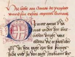 D-Initiale mit dem Wappen Margaretes von Savoyen (Cpg 18, fol. 372r)