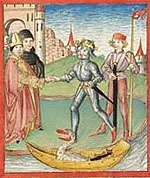 Lohengrins Ankunft in Brabant (Cpg 345, fol. 18v)