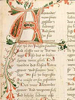 A-Initiale mit Aussparungs- und Fleuronnéeornamentik (Cpg 149, fol. 101ra)