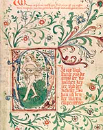 Initialzierseite mit nackter Frau und Fabelwesen (Cpg 149, fol. 116r)