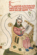 Schreibender Moses (Cpg 19, fol. 141v)