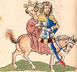 Gawan reitet mit Orgeluse weg (fol. 449v).