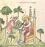 Der Evangelist Markus mit dem Lukassymbol (Cpg 144, fol. 361v)