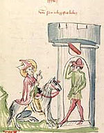 Der Einzug des Bischofs Arbogast in Straßburg (Cpg 144, fol. 401v)