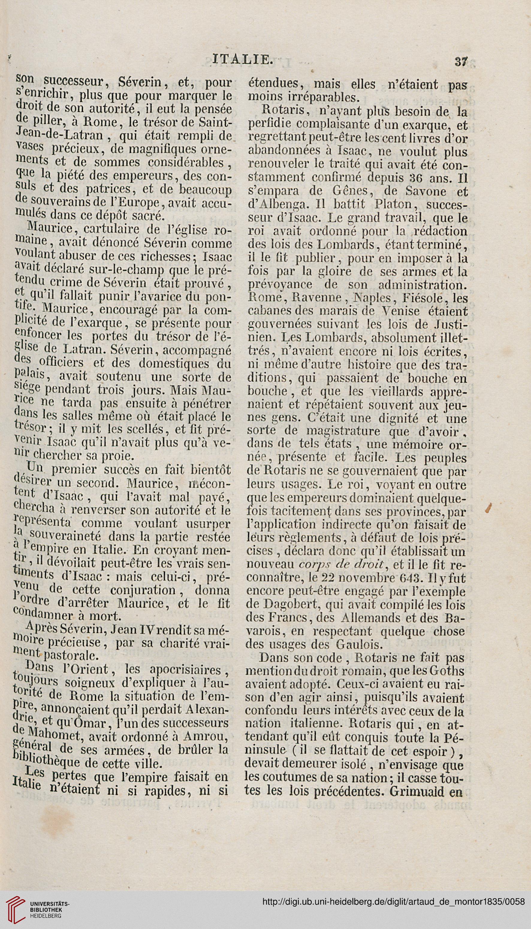artaud de montor alexis francois gigault de lasalle achille etienne italie paris 1835
