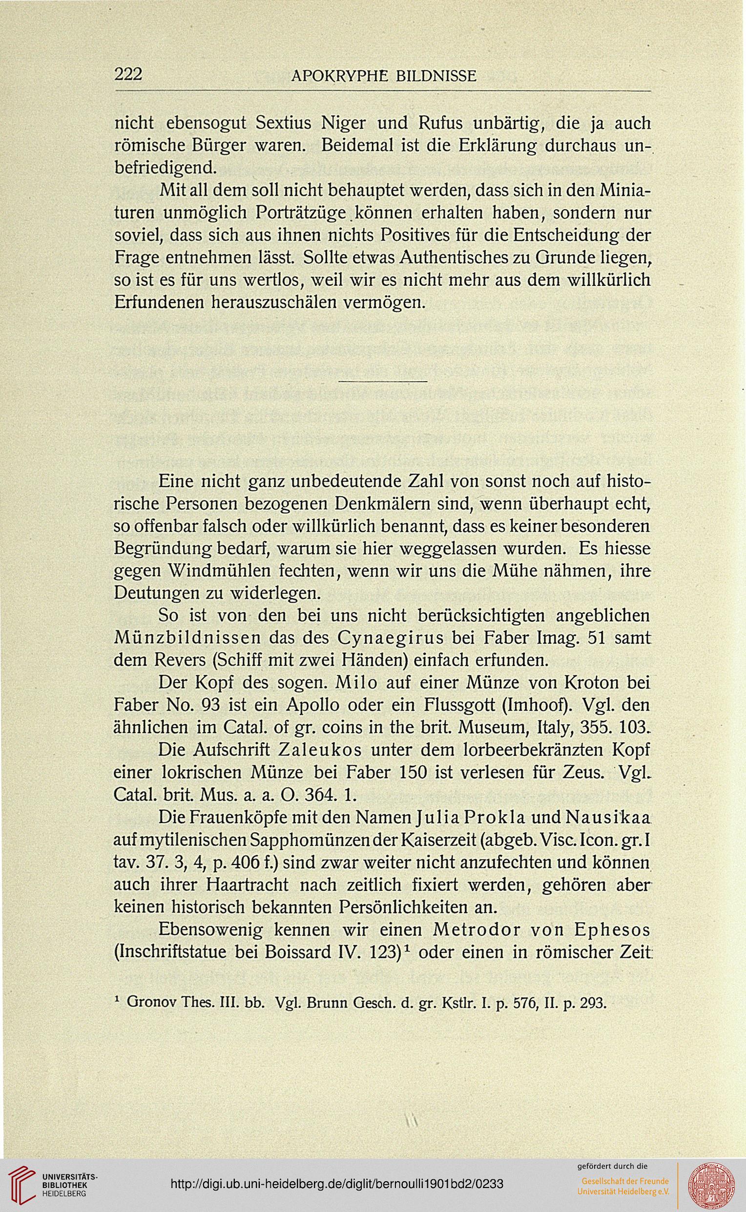 Bernoulli, Johann Jacob: Griechische Ikonographie mit Ausschluss