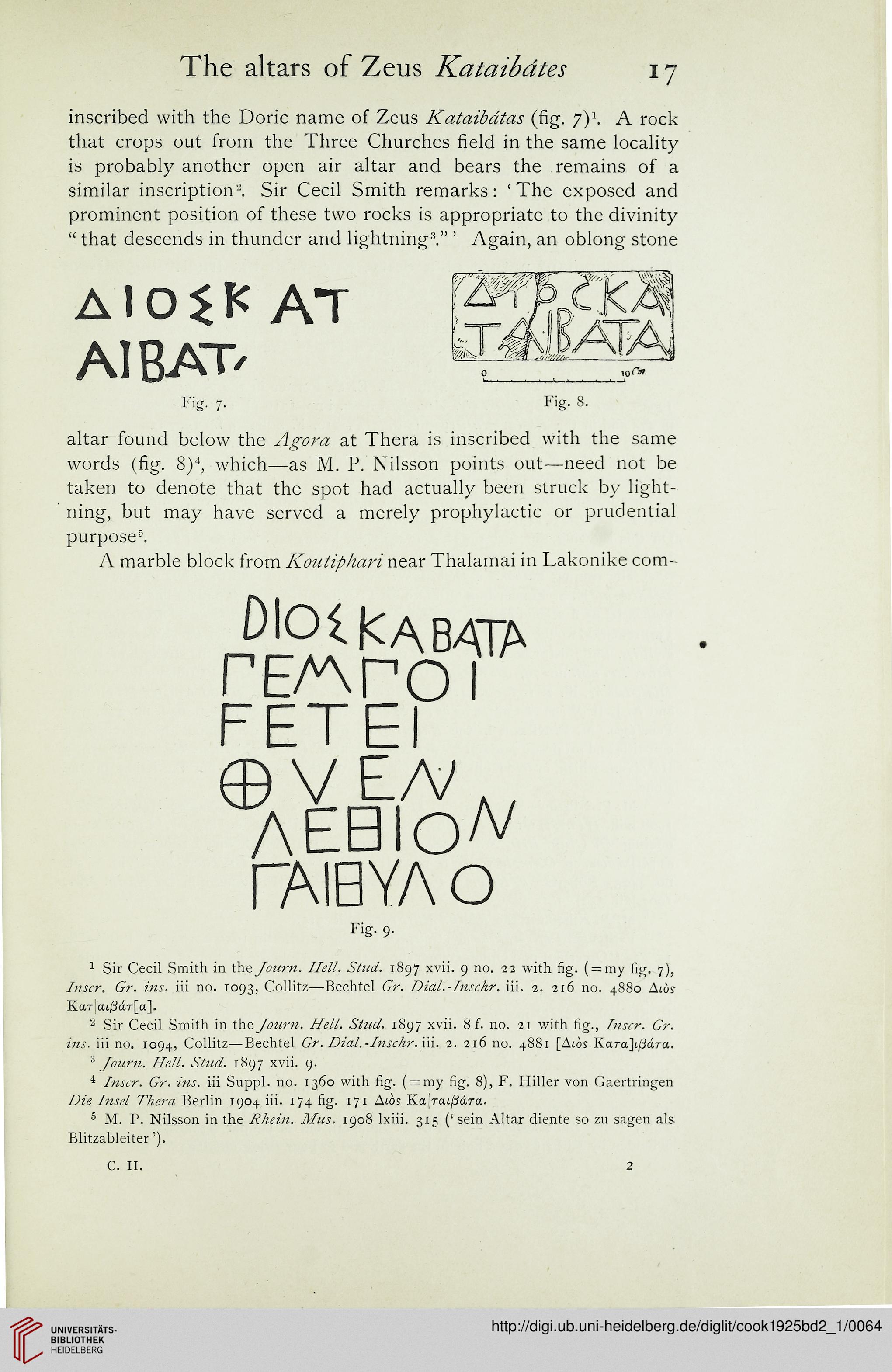 Cook Arthur B Zeus a study in ancient religion Band 2 1 Zeus god of the dark sky thunder and lightning Text and notes Cambridge 1925