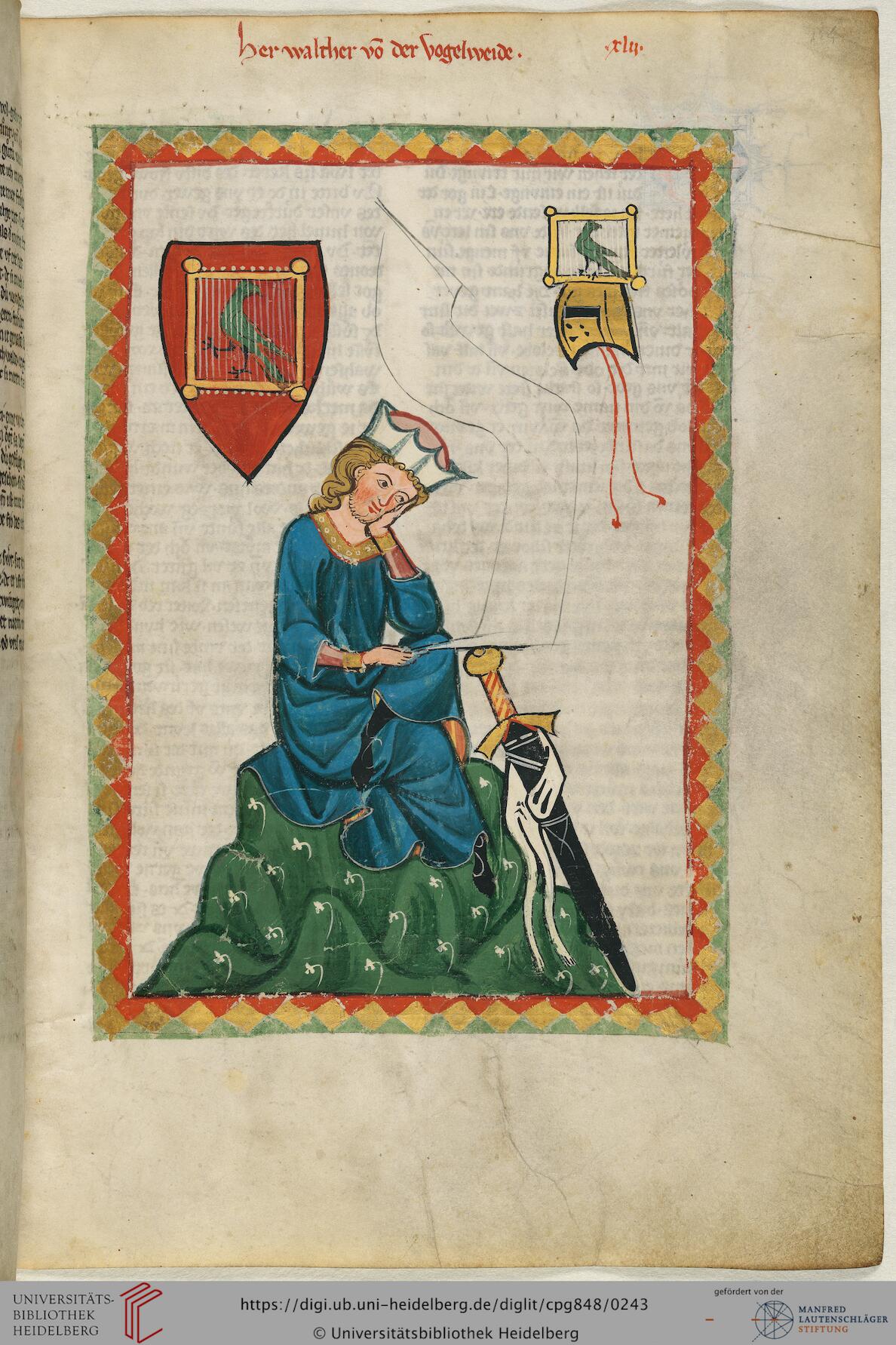 14. Jh. - 342v Druck aus Codex Manesse Von Obernburg