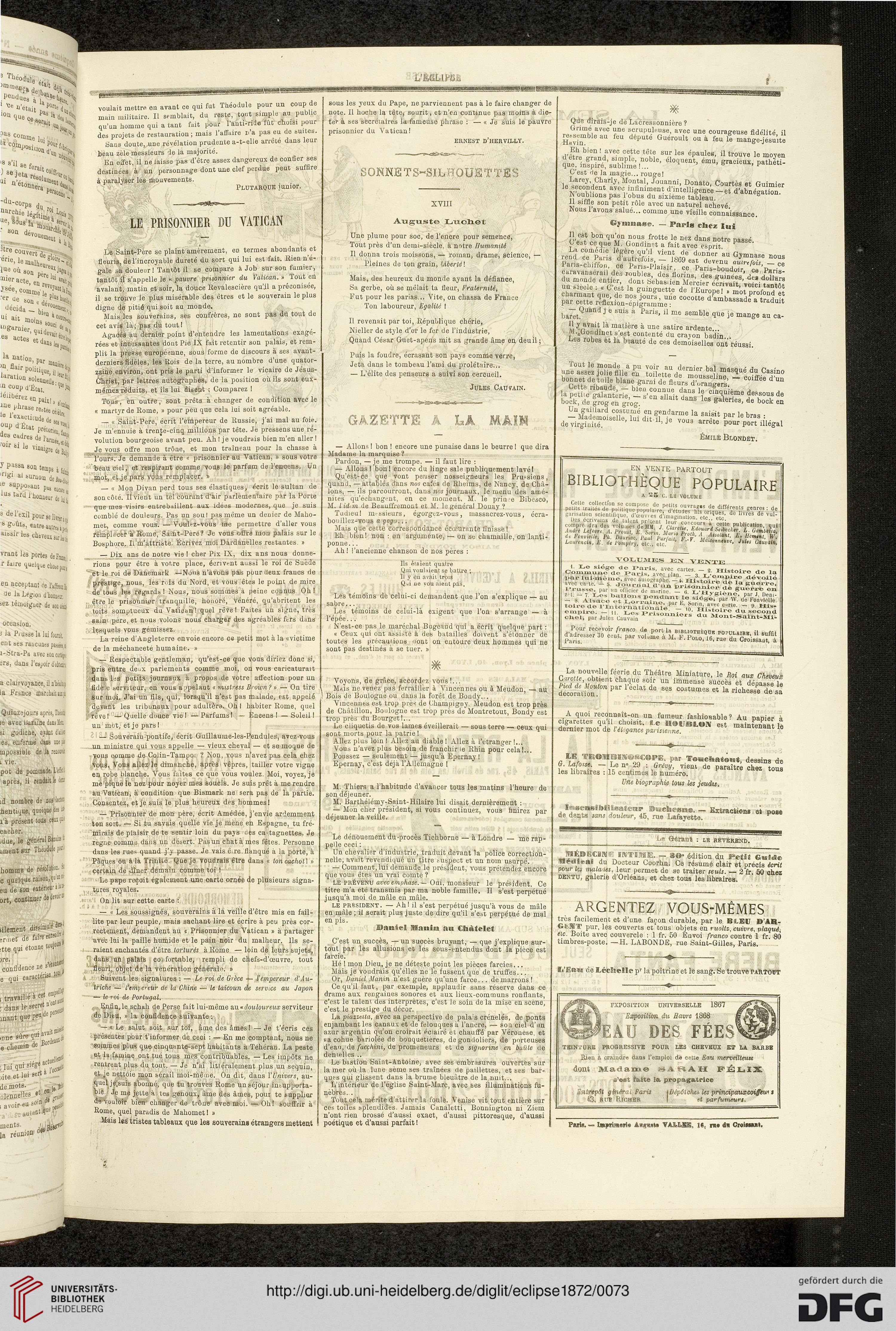 L Eclipse Journal Hebdomadaire Politique Satirique Et