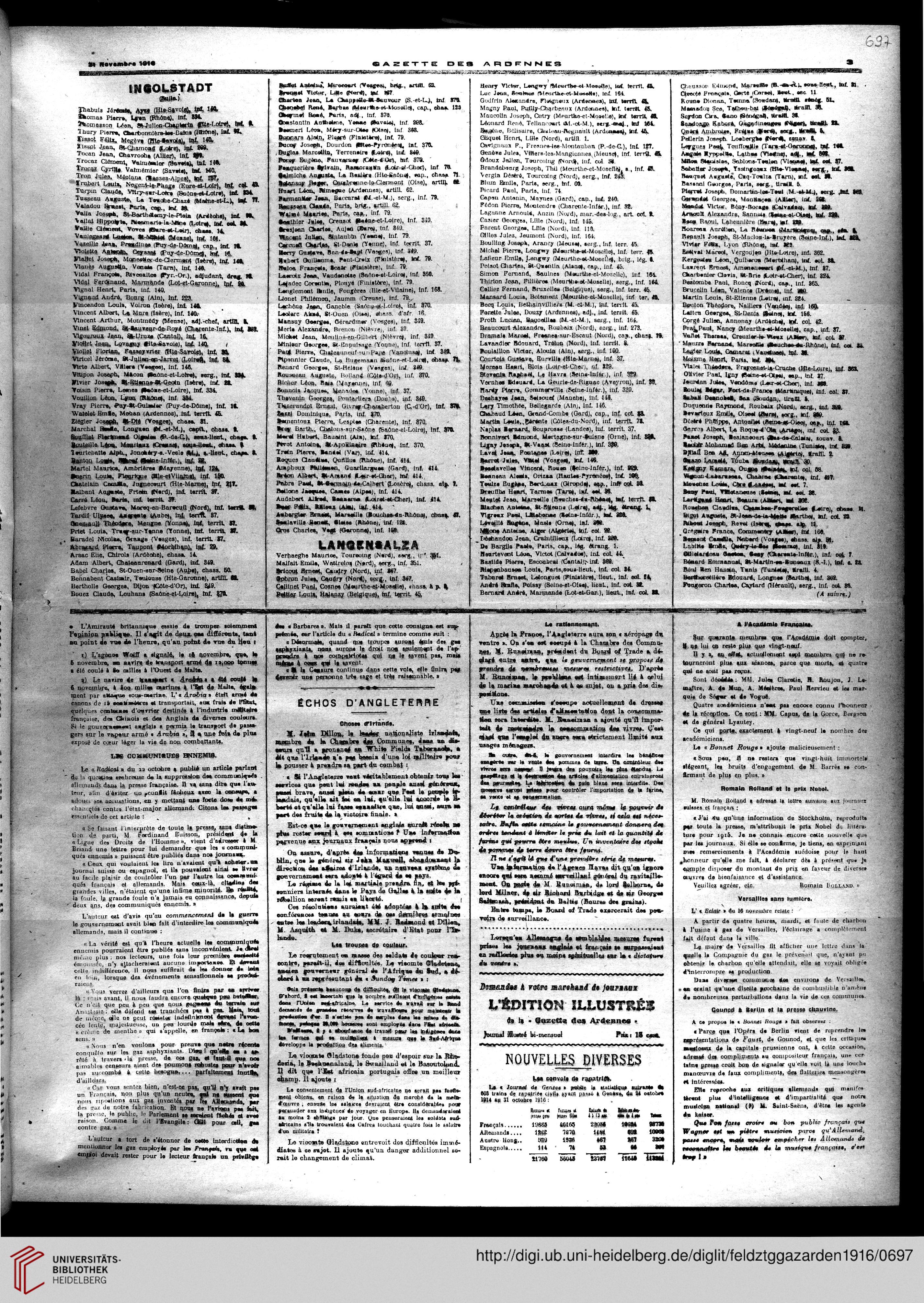 1916 ArdennesJournal Gazette Occupésjanuar Des Pays T3lK5uJF1c