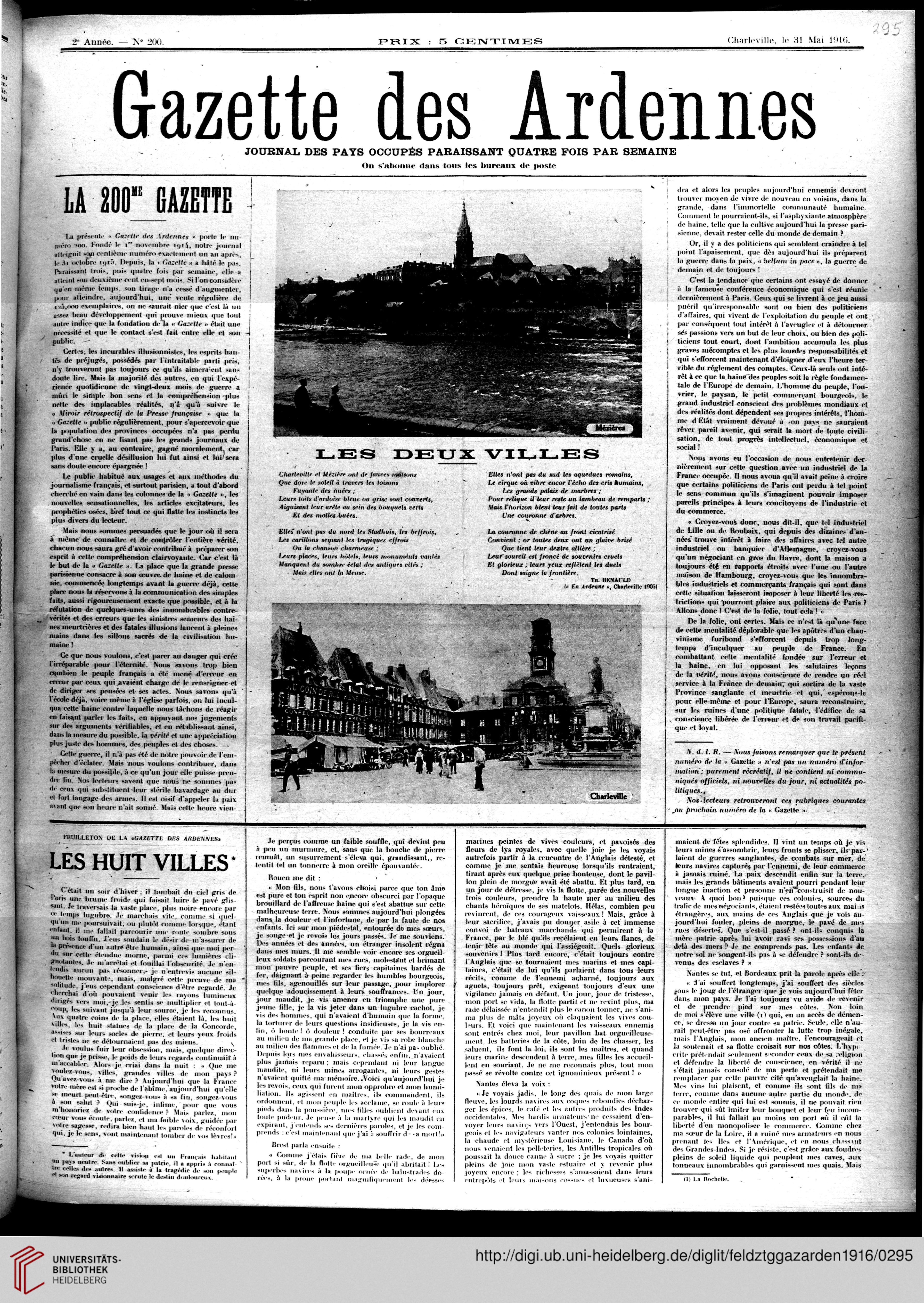 gazette des ardennes journal des pays occupes januar 1916 dezember 1916