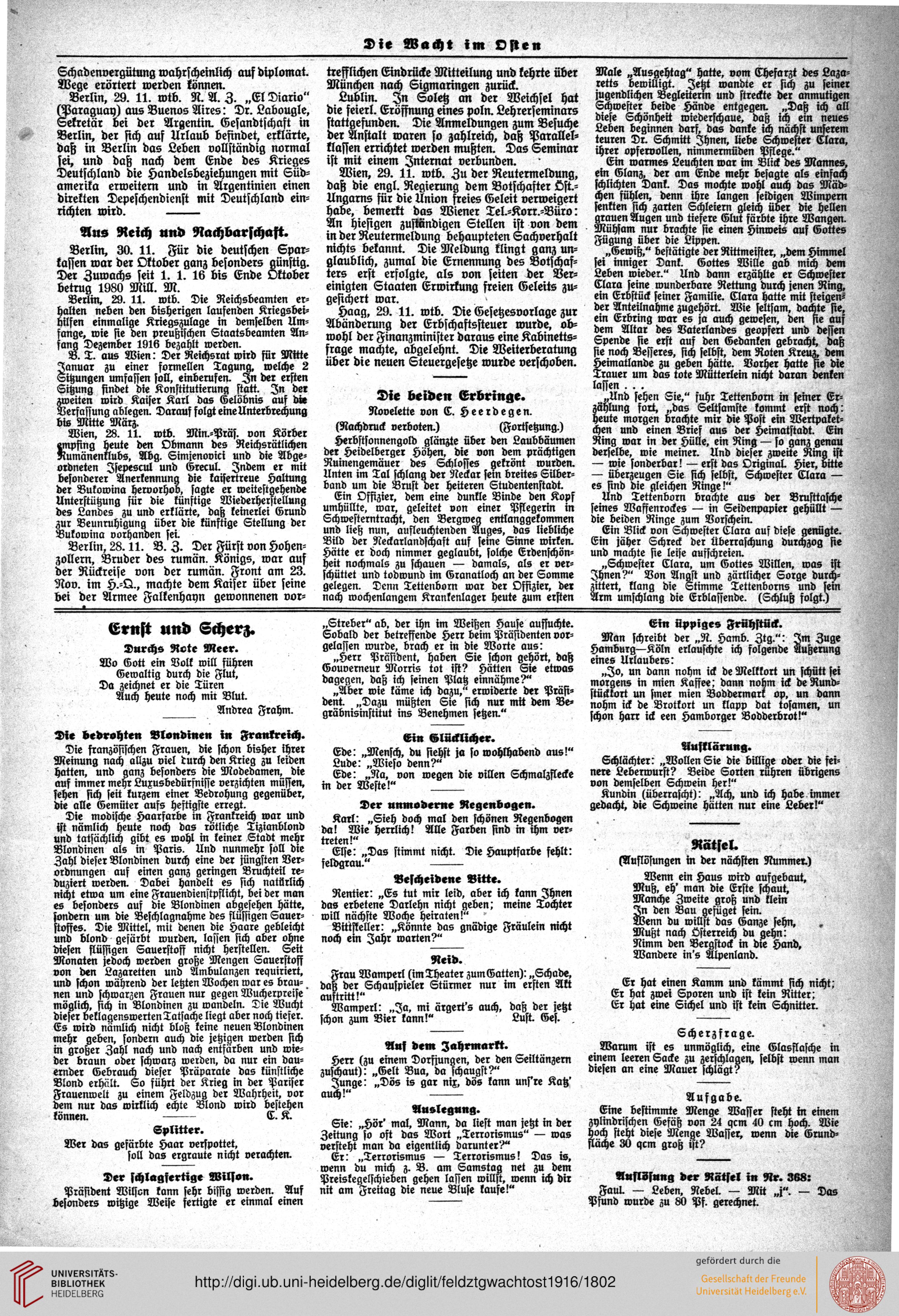 Die Wacht Im Osten Feldzeitung Der Armee Abteilung Scheffer 1916 Januar Dezember