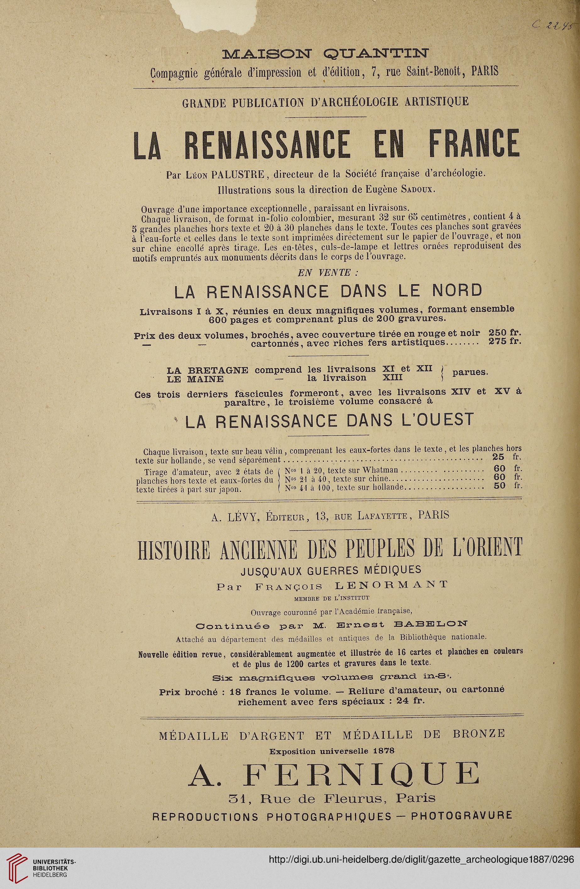 Gazette Archeologique Revue Des Musees Nationaux 12 1887