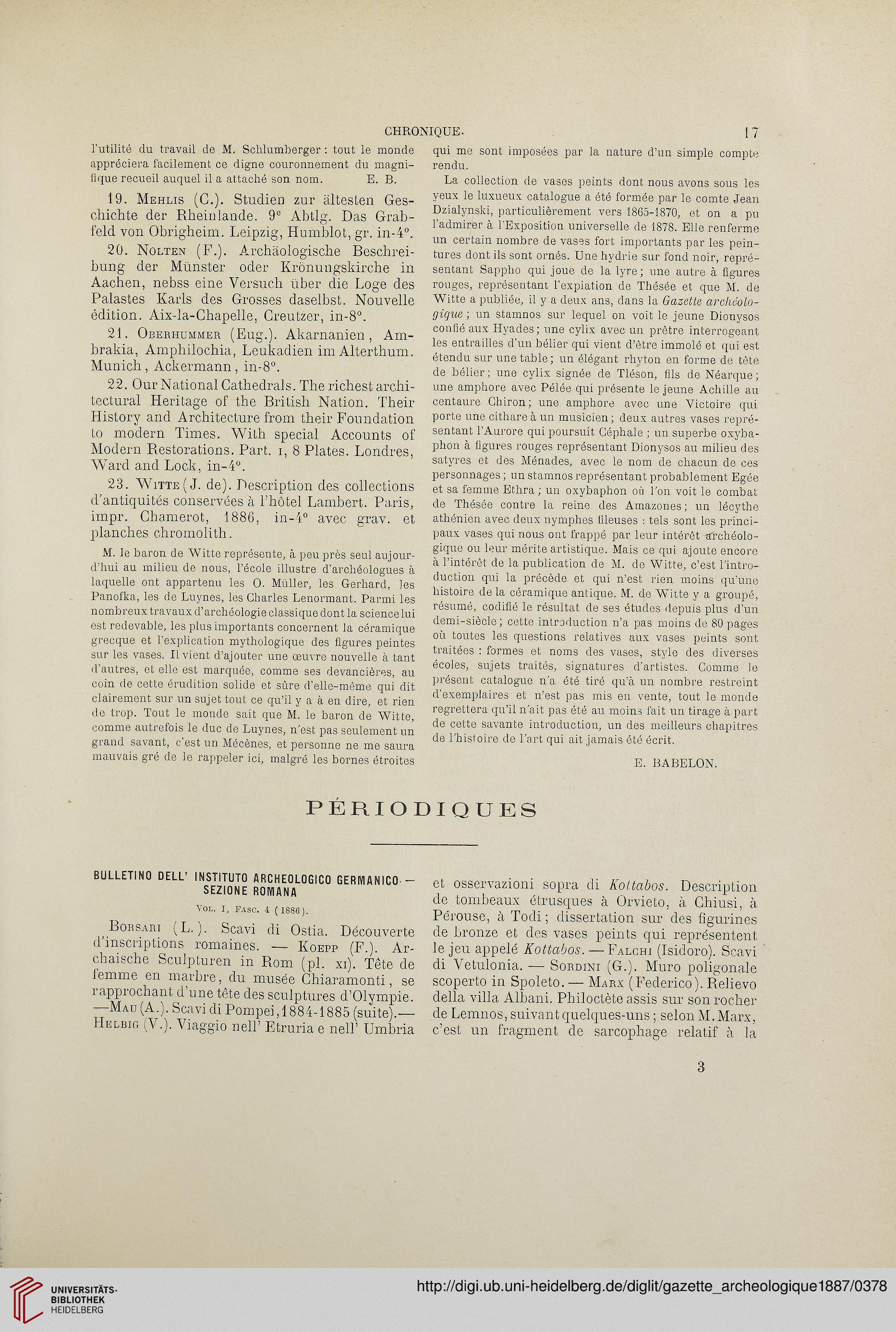 Gazette Archeologique Revue Des Musees Nationaux 12 1887