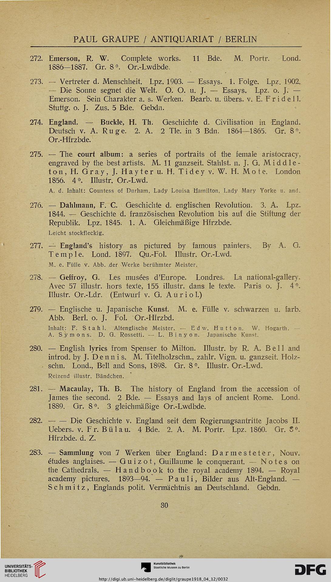 Paul Graupe Hrsg Die Bibliothek Und Die Graphische Sammlung Des Rechtsanwalts Dr Th Suse Hamburg Versteigerung Freitag Und Sonnabend Den 12 Und 13 April 1918 Berlin 1918