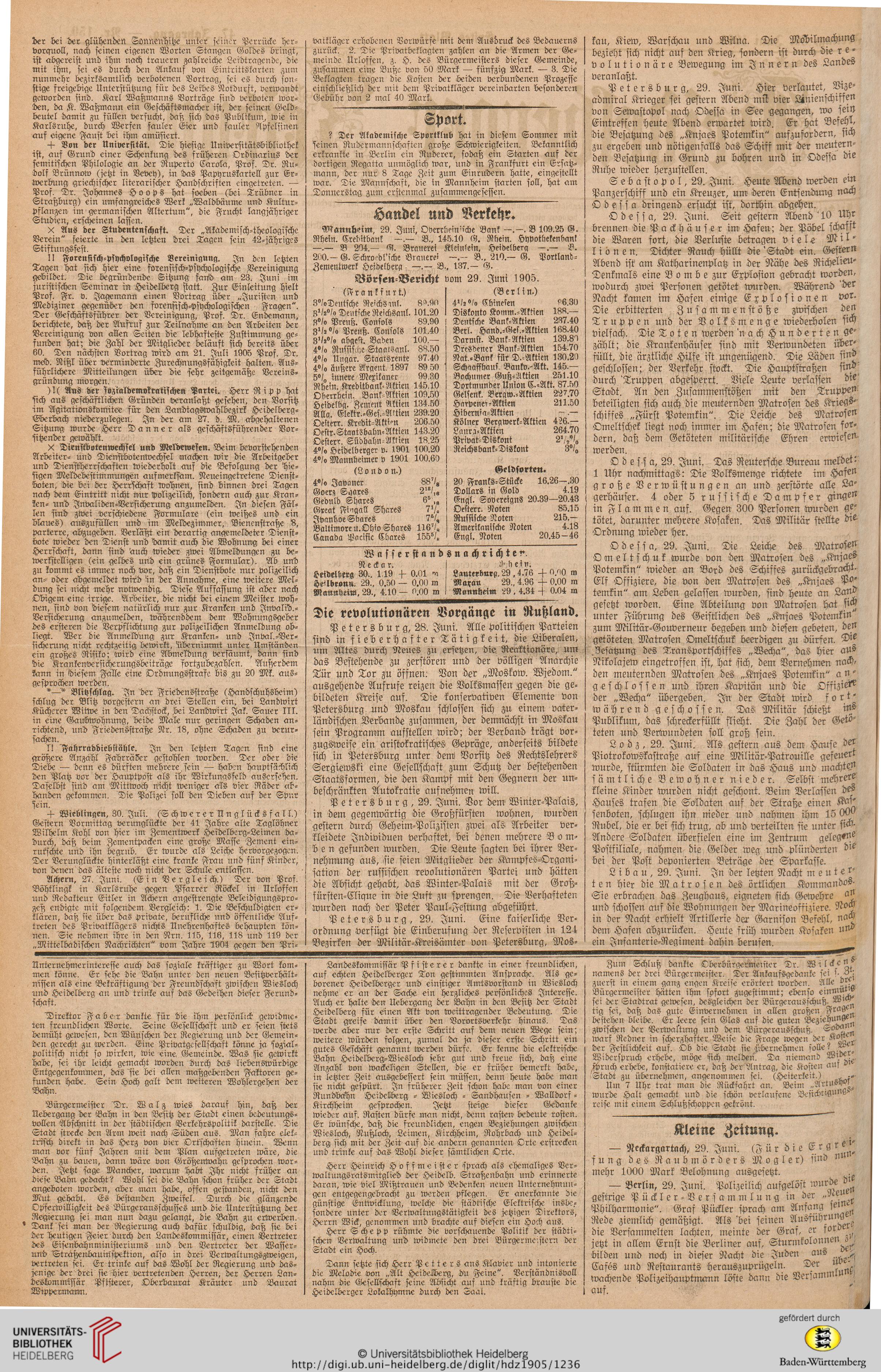 Heidelberger Zeitung 47 1905 Januar Bis Juni