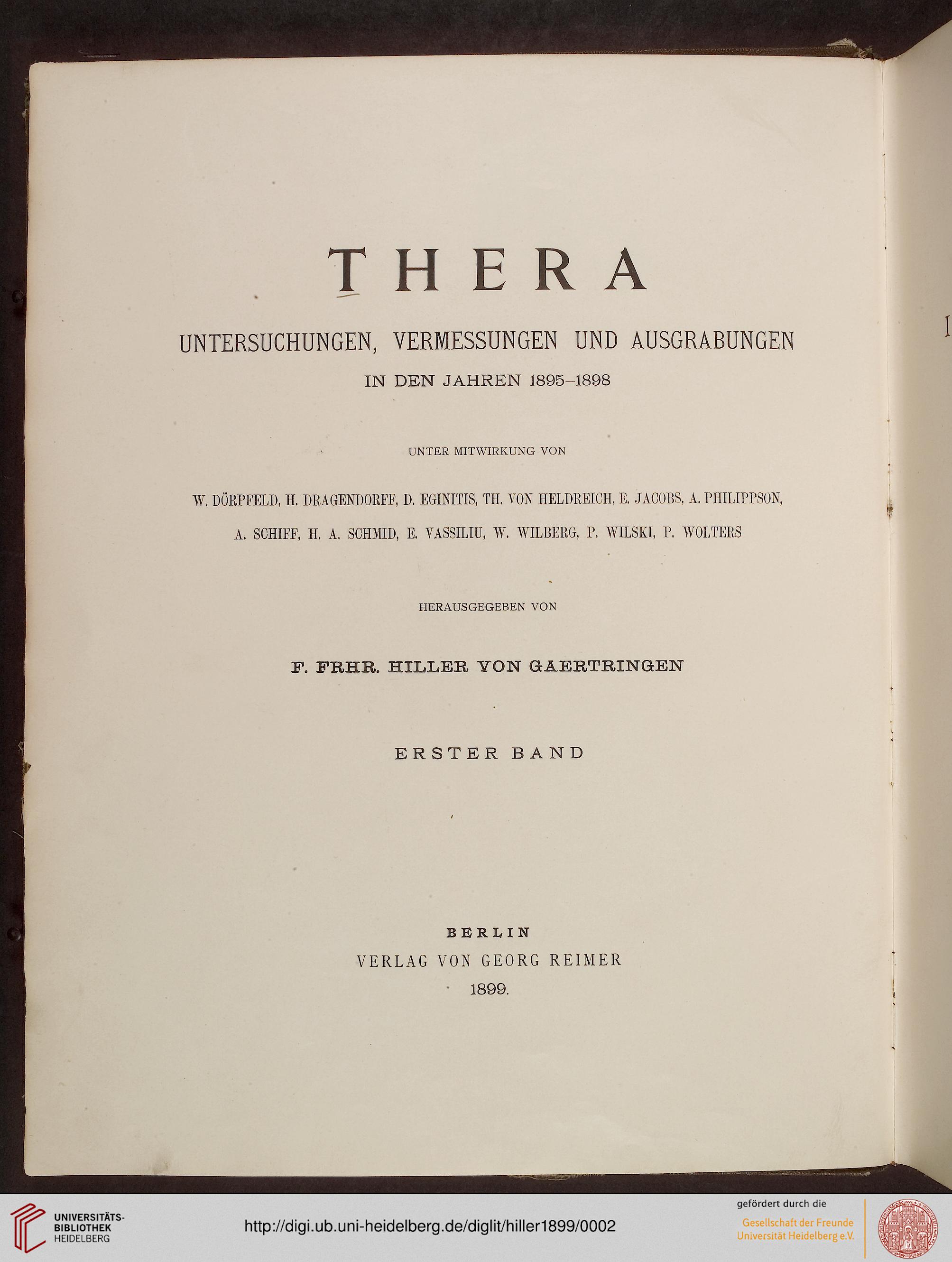 Hiller von Gaertringen, Friedrich [Hrsg.]: Thera