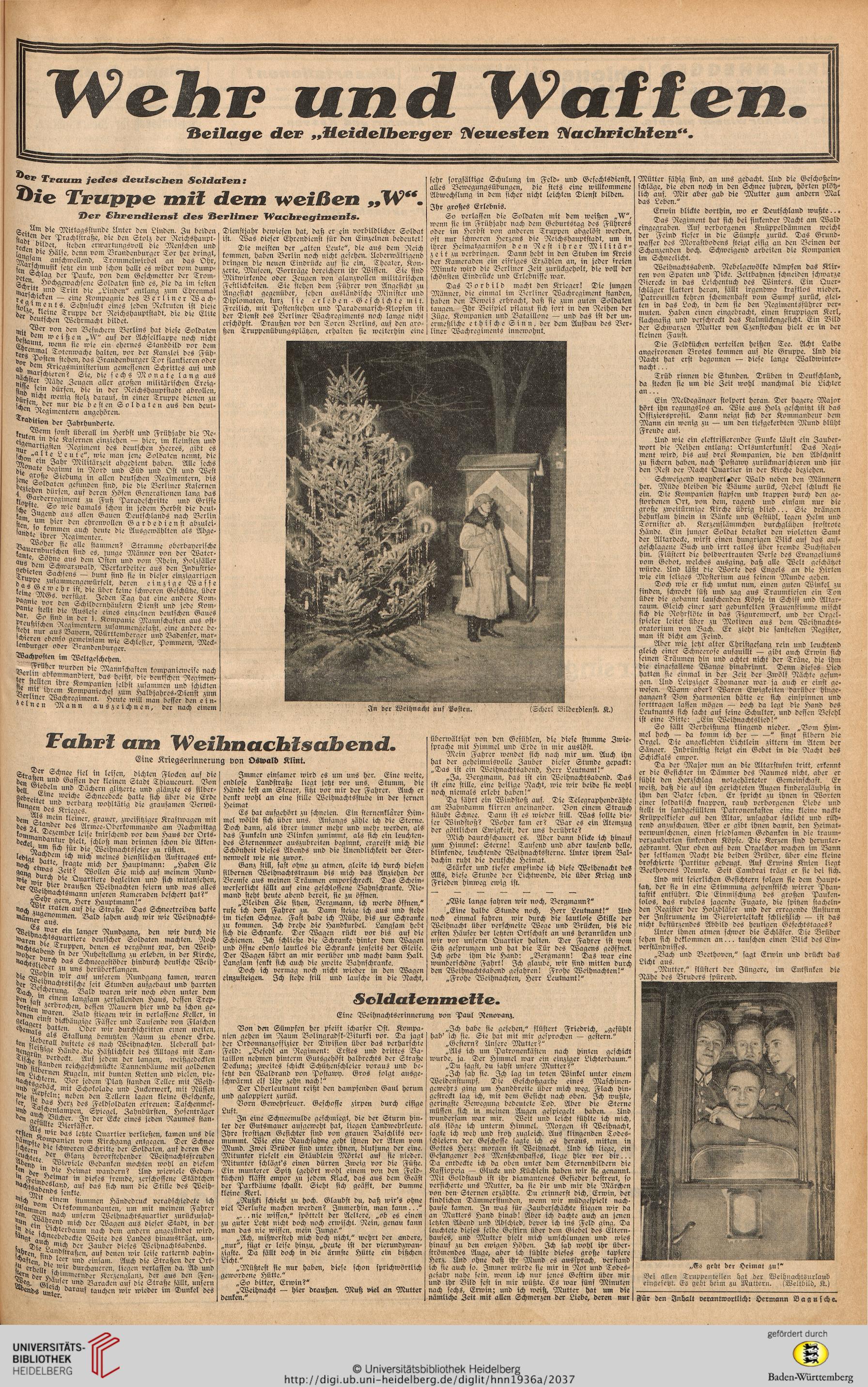 Heidelberger Neueste Nachrichten Heidelberger Anzeiger 1936
