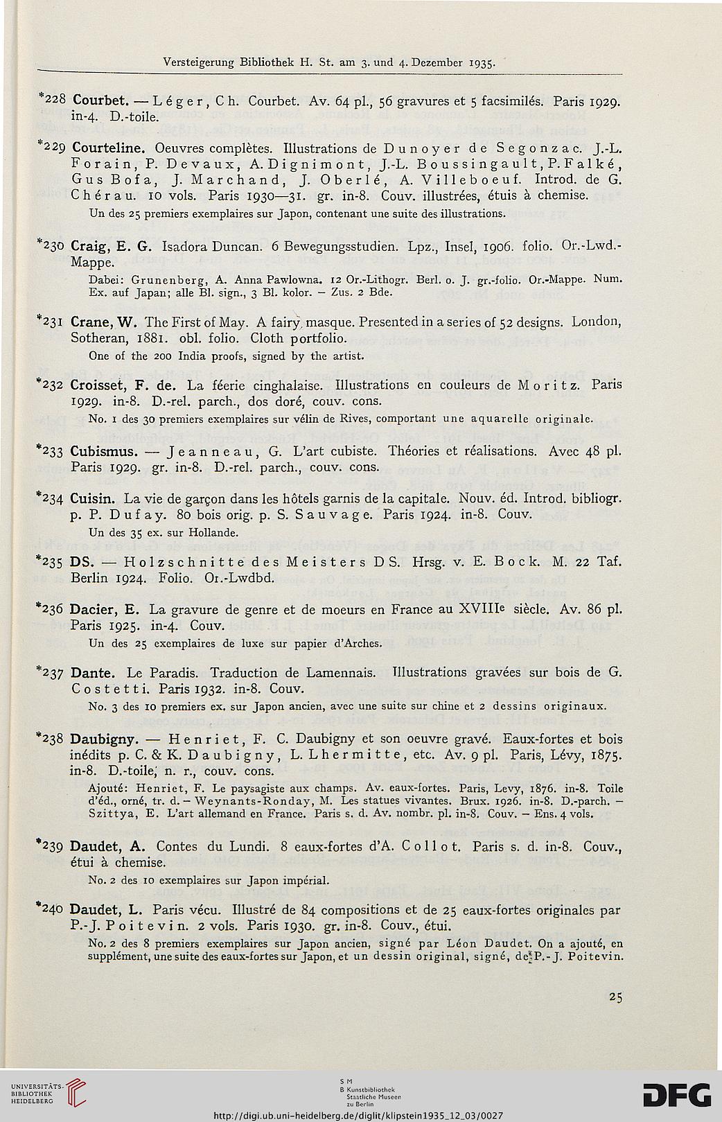 Doktor August Klipstein Vormals Gutekunst Und Klipstein Bern Editor Bibliothek H St Und Beitrage Aus Anderem Besitz Moderne Illustrierte Bucher U Luxusdrucke Kunstliteratur Versteigerung Den 3 Und 4 Dez 1935 In