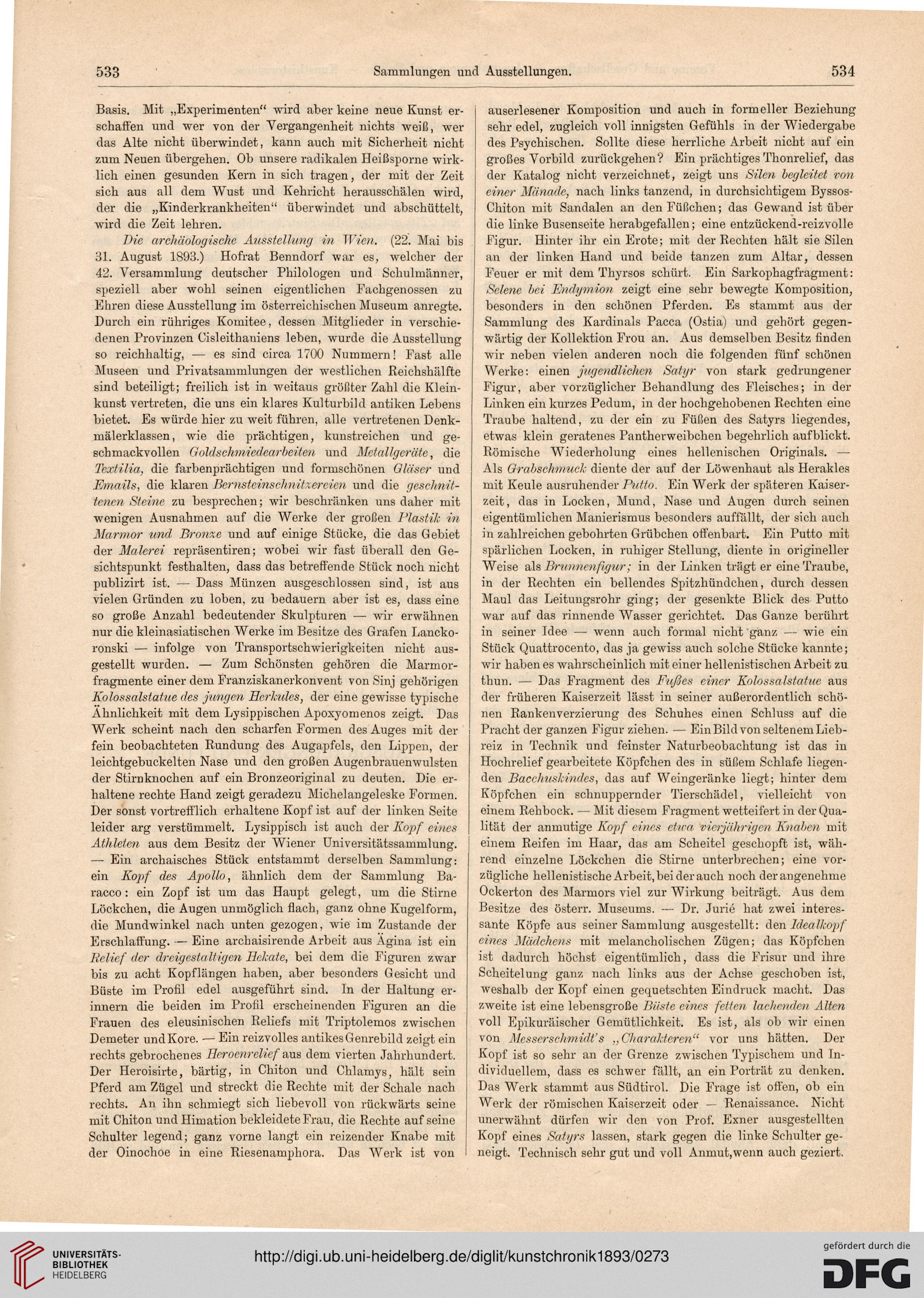 Kunstchronik: Wochenschrift für Kunst und Kunstgewerbe (N.F. 4.1893)