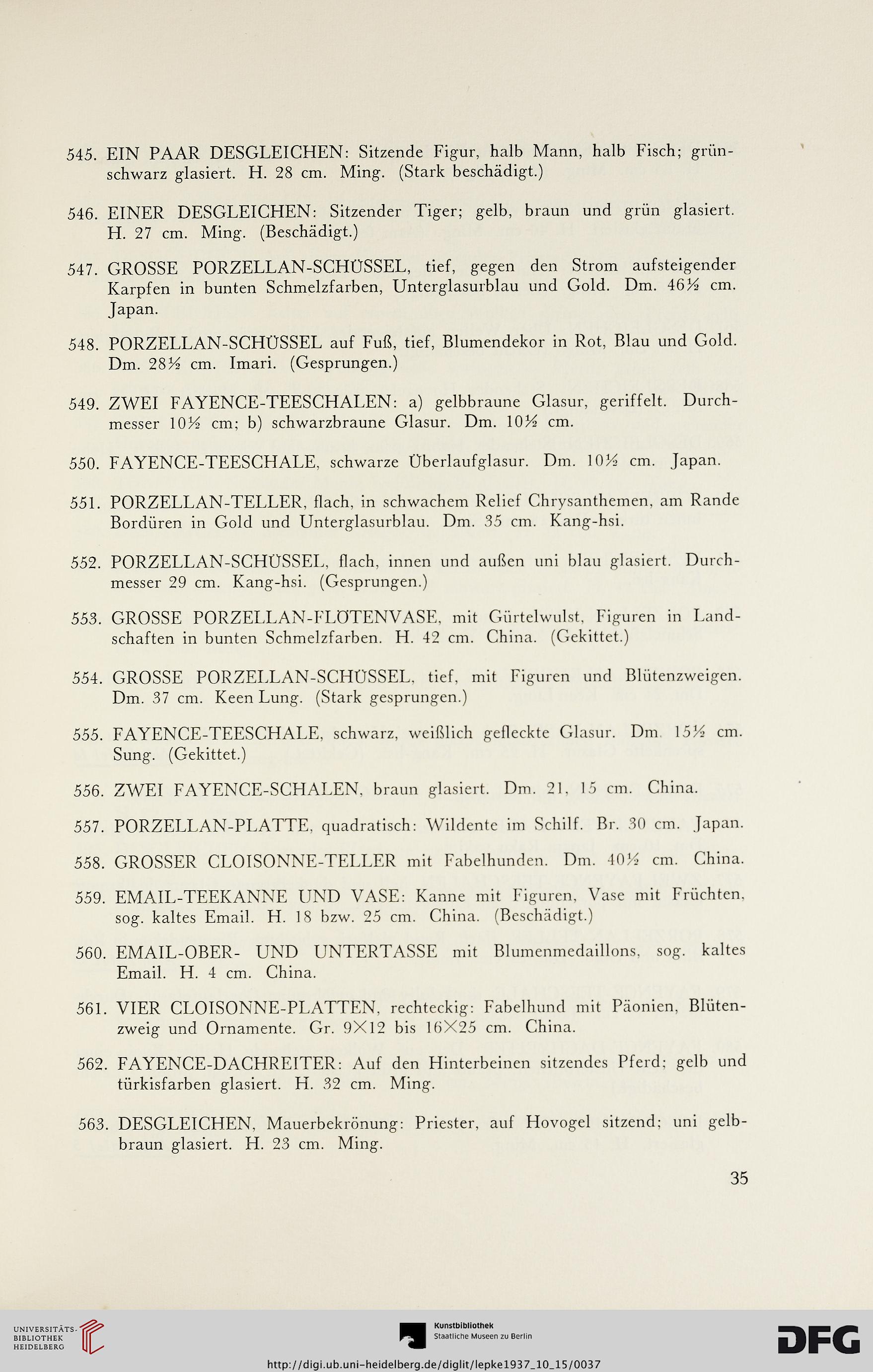 Rudolph Lepke S Kunst Auctions Haus Berlin Hrsg Ostasiatische Kunst Sammlung F Berlin Plastik Porzellane Fayencen Lackarbeiten Inro Holzarbeiten Wandschirme Malereien Textilien Bronzen Stichblatter U A 15 Und 16 Oktober 1937