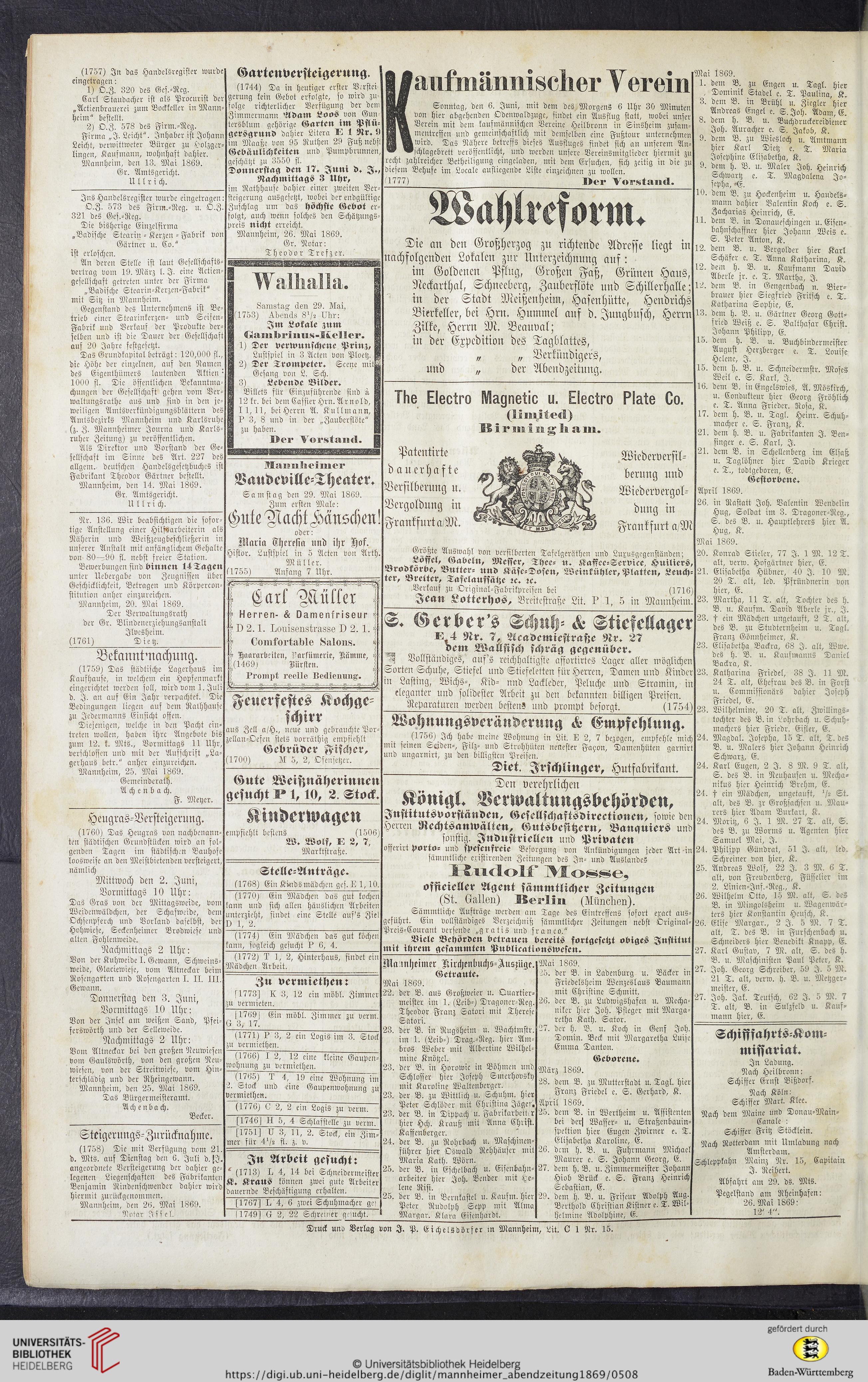 Mannheimer Abendzeitung Organ D Deutschen Volkspartei In Baden