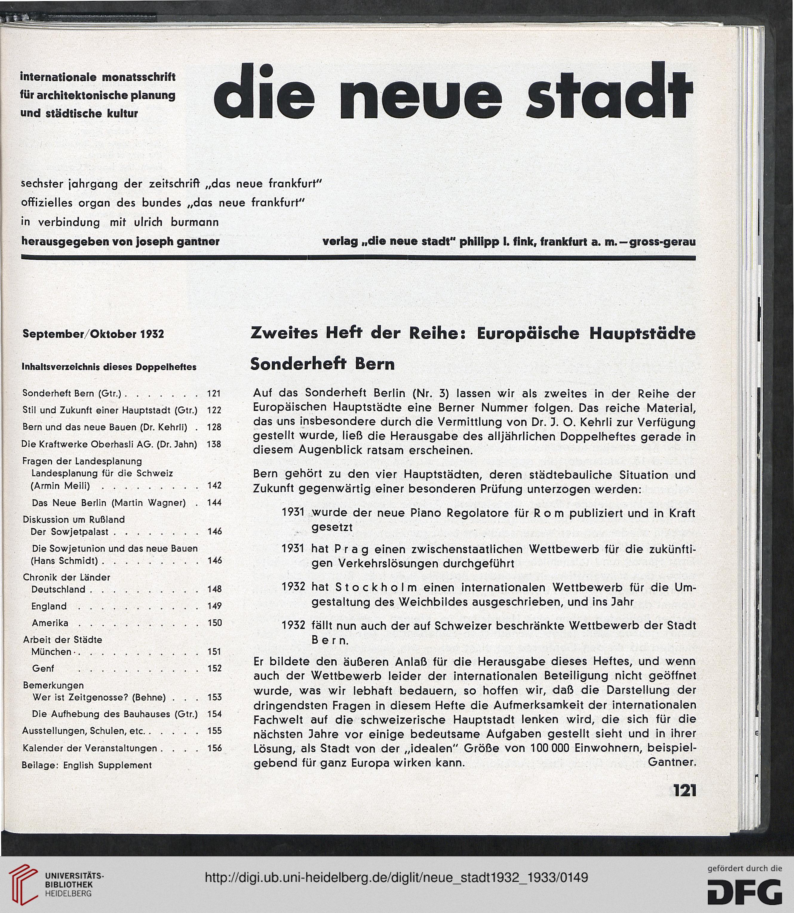 Die Neue Stadt Internationale Monatsschrift Fur Architektonische Planung Und Stadtische Kultur 6 1932 1933