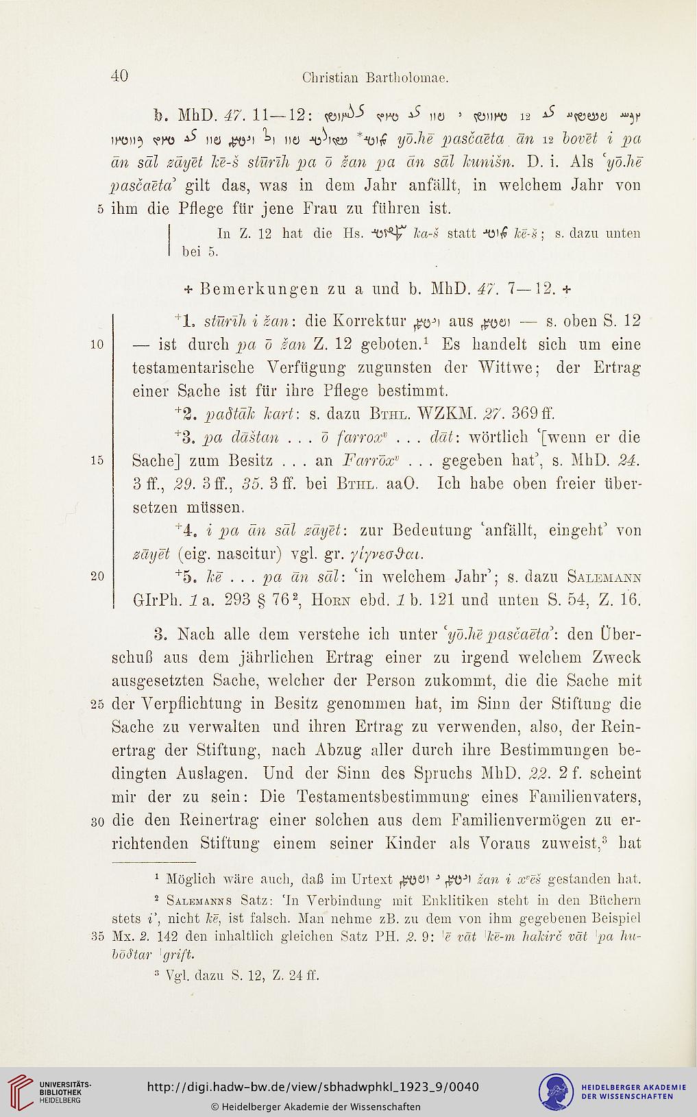 Bartholomae Christian Hrsg Heidelberger Akademie Der Wissenschaften Philosophisch Historische Klasse Hrsg Sitzungsberichte Der Heidelberger Akademie Der Wissenschaften Philosophisch Historische Klasse 1923 9 Abhandlung Zum